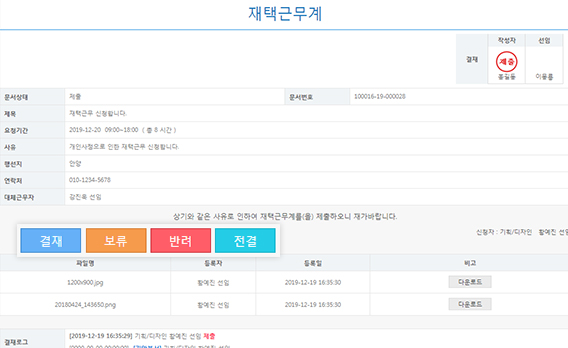 전자결재 대결, 전결 등 다양한 결재 처리 유형 지원